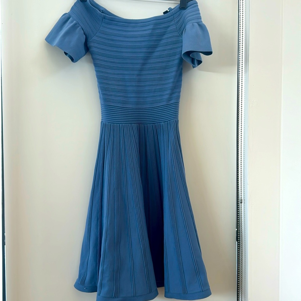 Ted Baker Baby Blue Off The Shoulder Dress